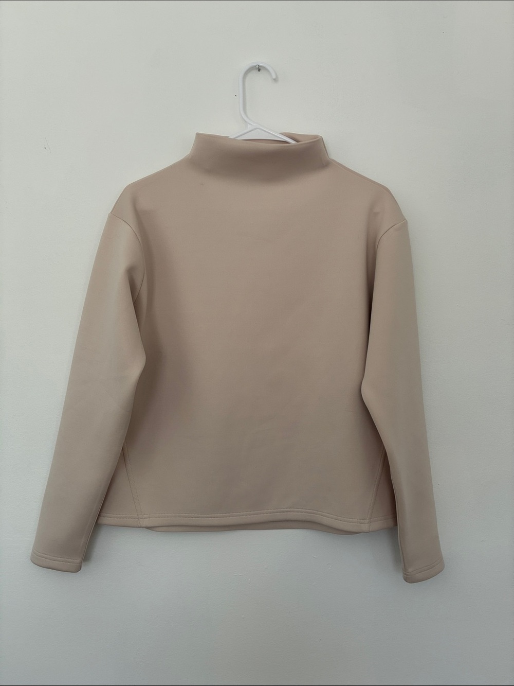 Aday Like A Boss Scuba Pullover XS Mockneck Sweatshirt Minimal Basic Beige Tan